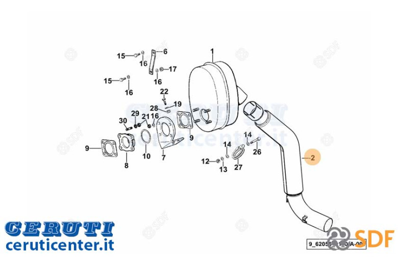 Exhaust pipe - Original SDF - 0.010.1068.2/10