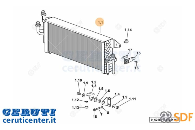 Oil radiator - Original SDF - 0.011.0535.2/20