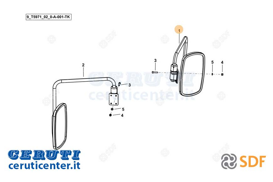 Specchio Retrovisore Completo - Originale SDF - 0.024.1166.4