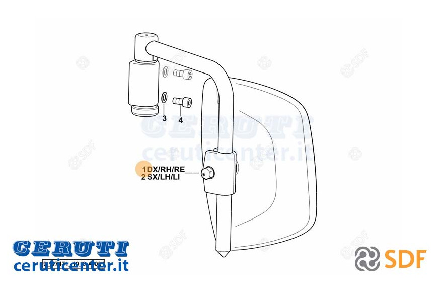 Specchio Retrovisore Completo - Originale SDF - 0.018.5334.4