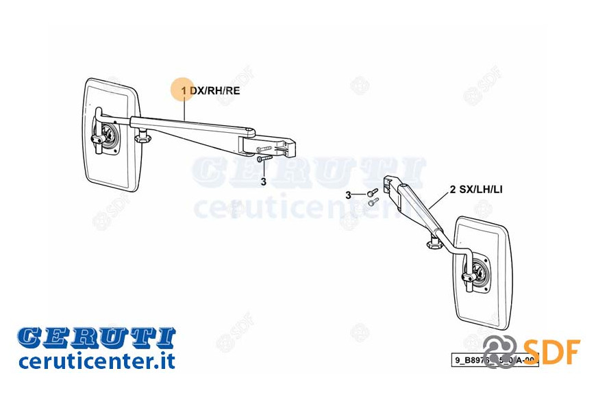Specchio Retrovisore Completo - Originale SDF - 0.018.1932.4