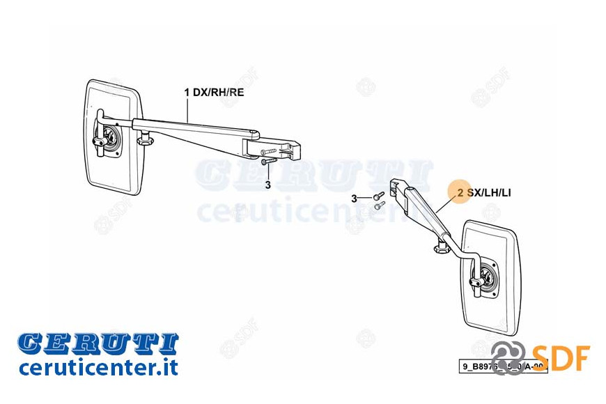 Specchio Retrovisore Completo - Originale SDF - 0.018.1933.4