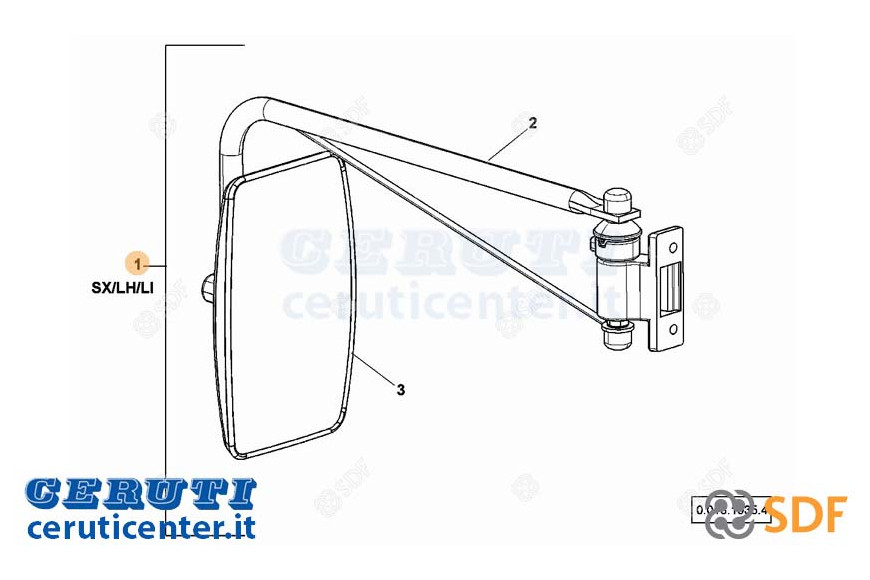 Specchio Retrovisore Completo - Originale SDF - 0.018.1935.4