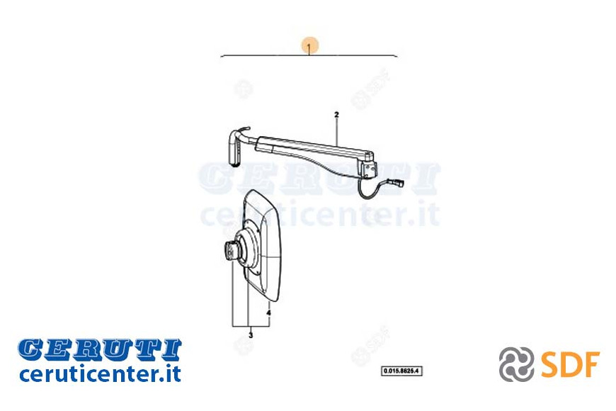 Specchio Retrovisore Completo - Originale SDF - 0.015.8625.4