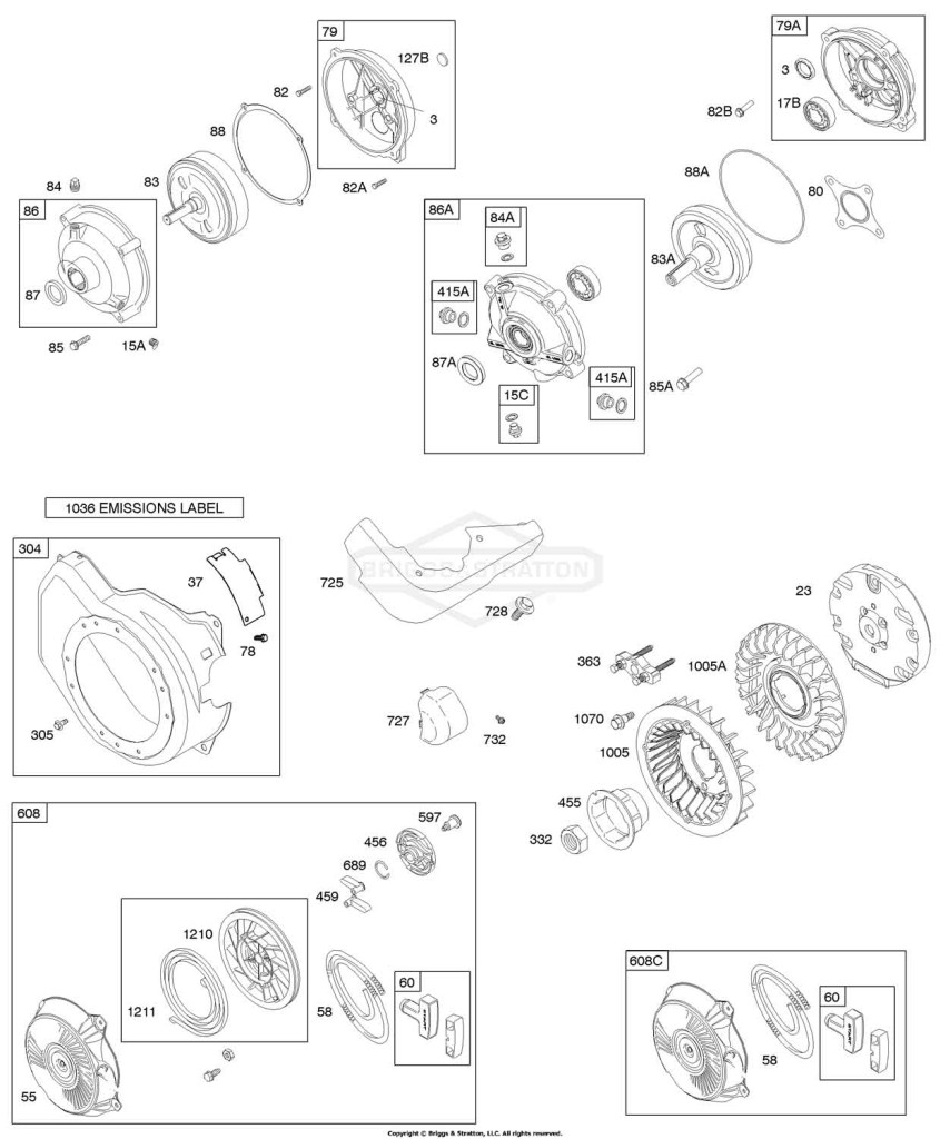 Blower Housing, Flywheel, Gear Reduction, Rewind Starter