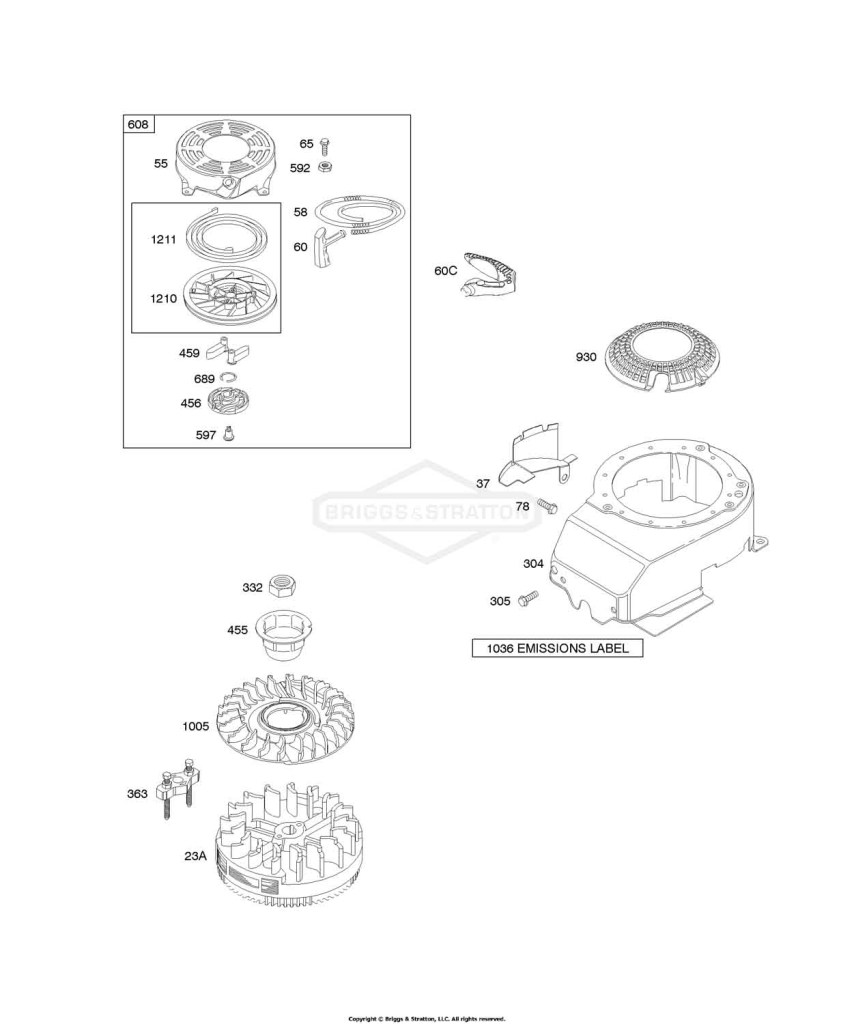 Blower Housing/Shrouds, Flywheel, Rewind Starter