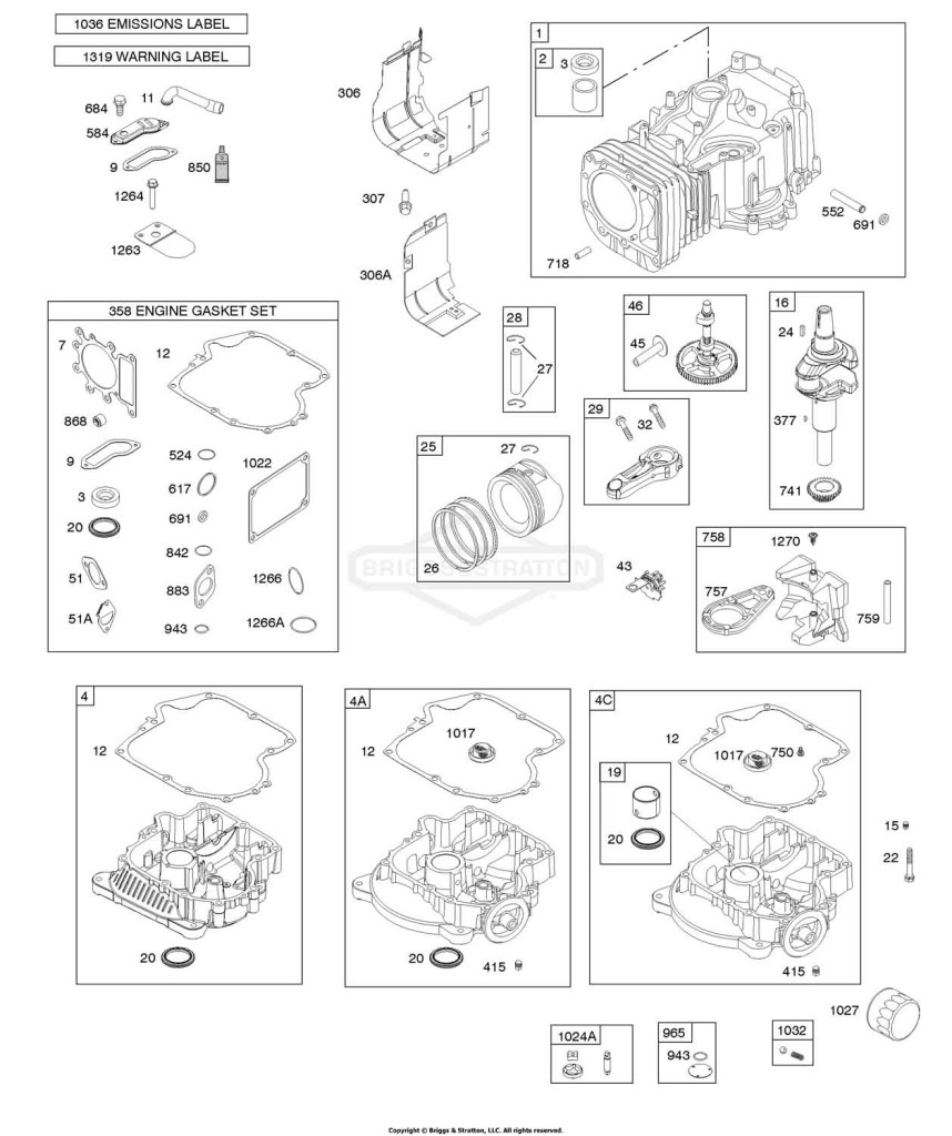 CAMSHAFT, CRANKSHAFT, CYLINDER, ENGINE SUMP, GASKET SET - ENGINE, LUBRICATION, PISTON, RINGS, CONNECTING ROD, WARNING LABEL