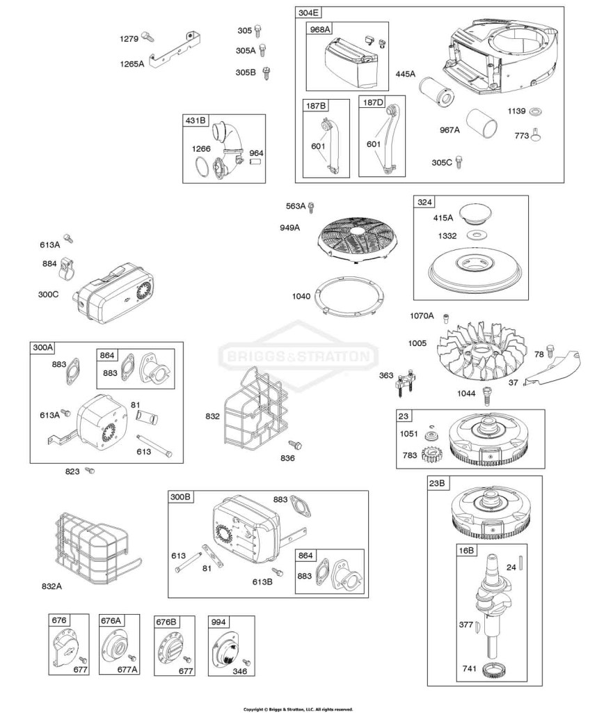 BLOWER HOUSING, EXHAUST SYSTEM, FLYWHEEL