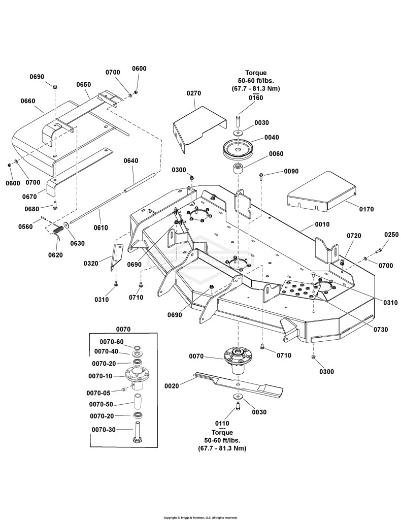 52 Mower Deck - Housing, Arbors & Blade Group
