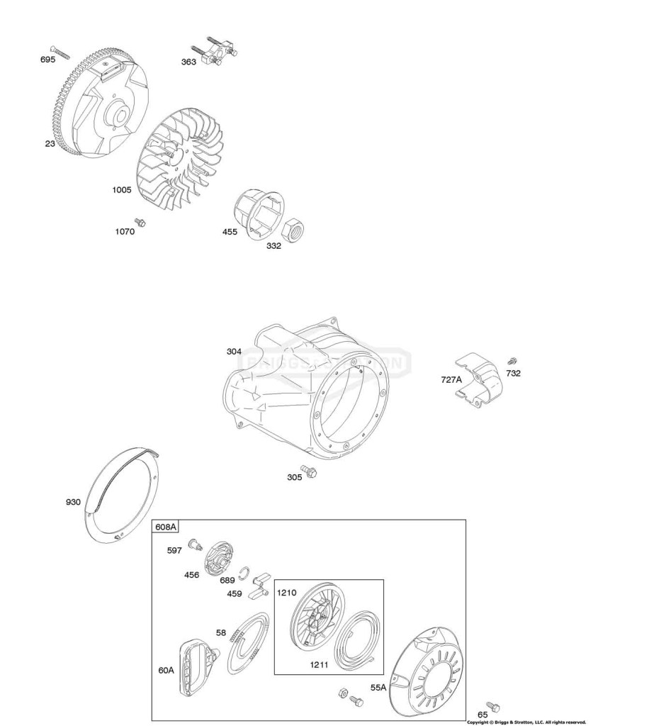 Blower Housing/Shrouds, Flywheel, Rewind Starter