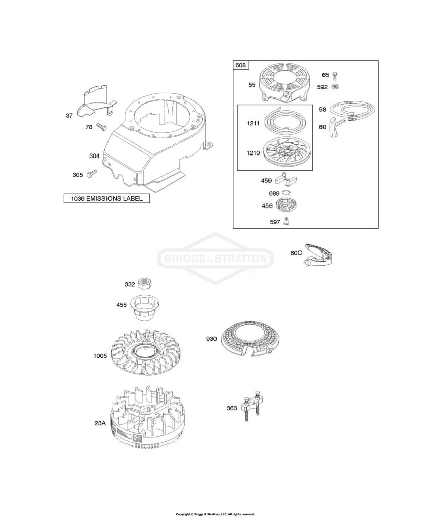 Blower Housing/Shrouds, Flywheel, Rewind Starter