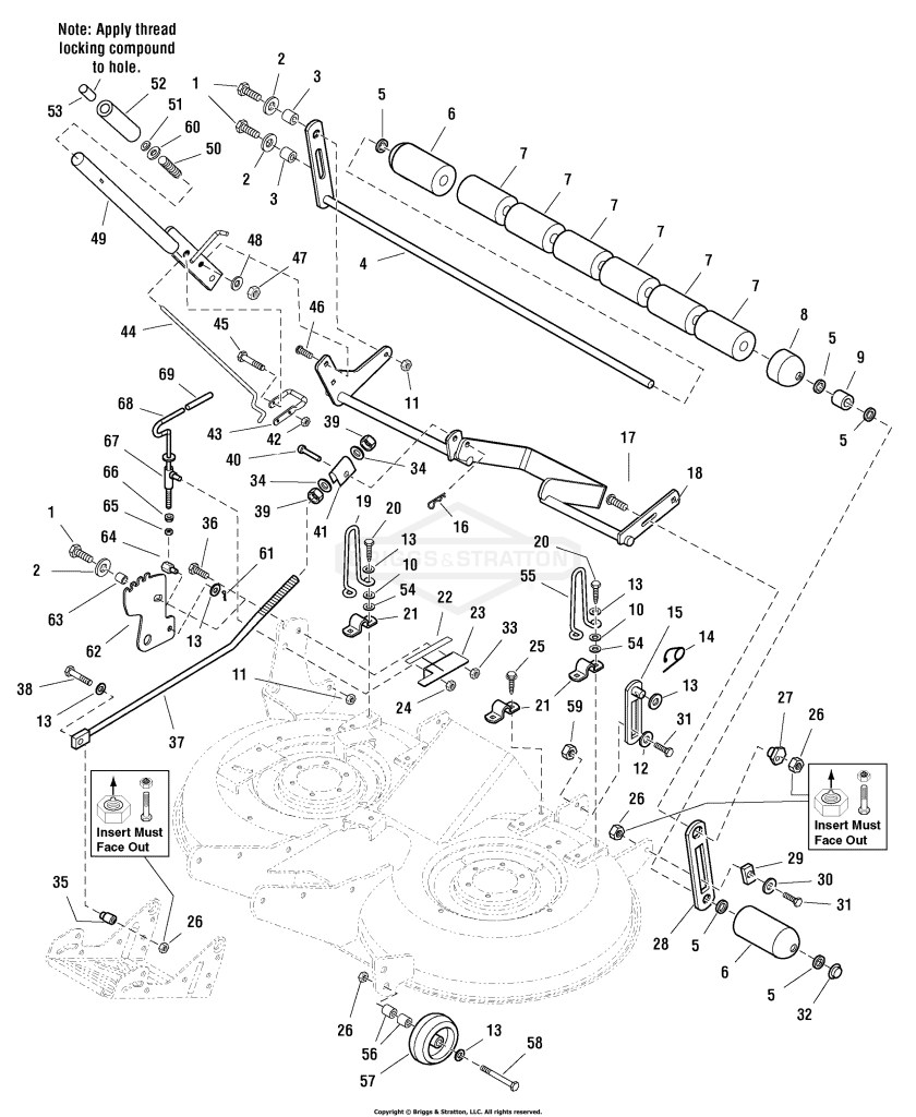 40 Mower Deck - Height Adjustment & Roller Bar