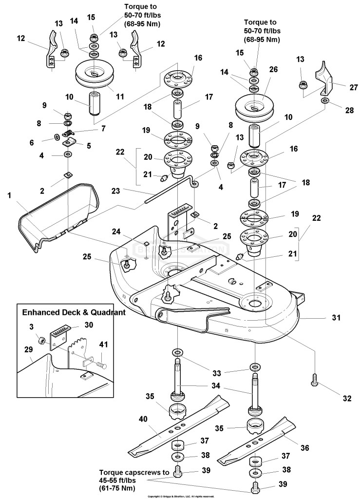 38 Mower Deck - Housing, Arbors & Blades