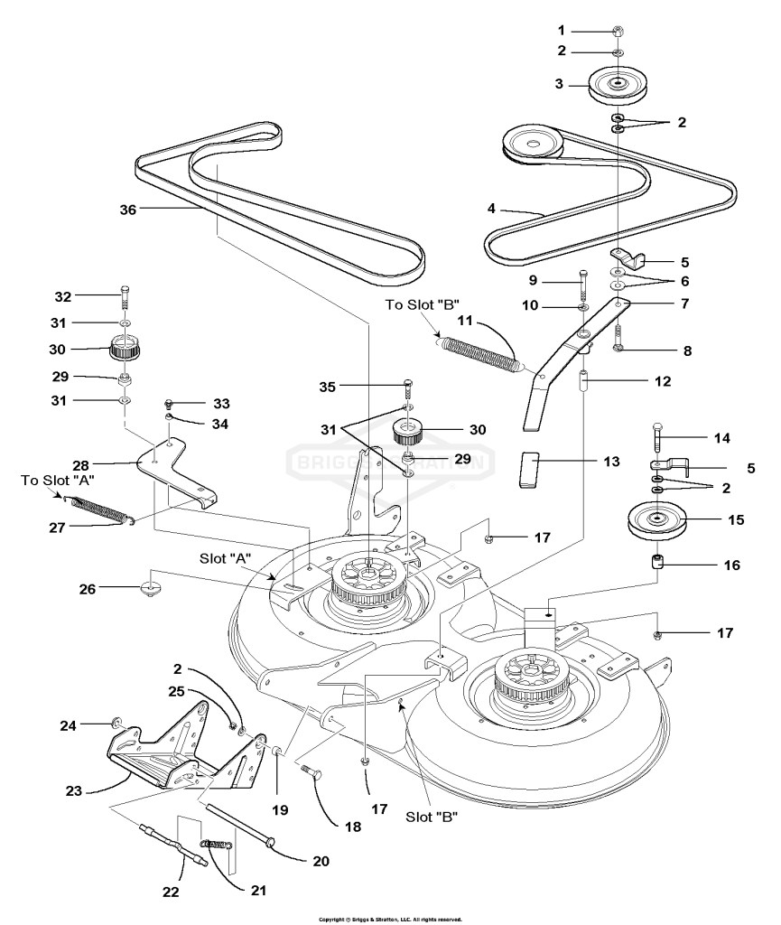 40 Mower Deck - Belt, Idler Arm & Hitch Group