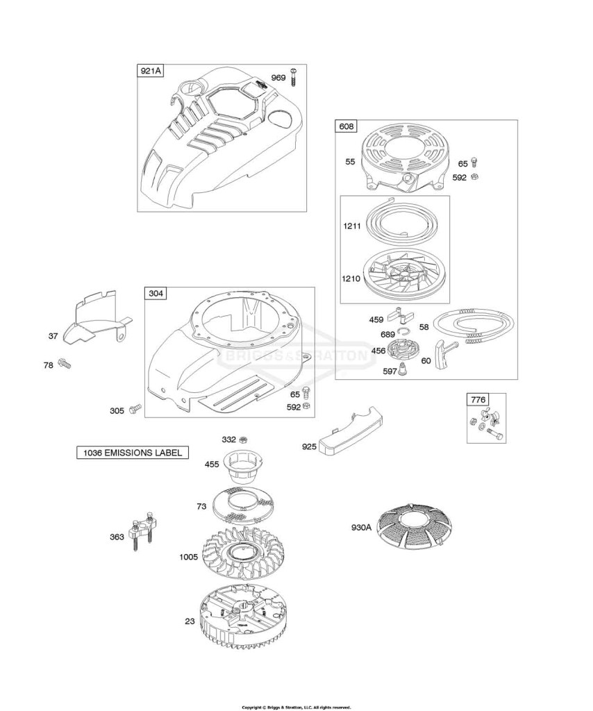 Blower Housing/Shrouds, Flywheel, Rewind Starter