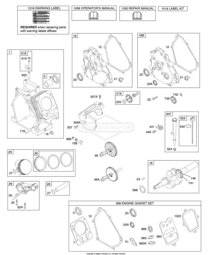 Camshaft, Crankcase Cover, Crankshaft, Cylinder, Lubrication, Piston Group
