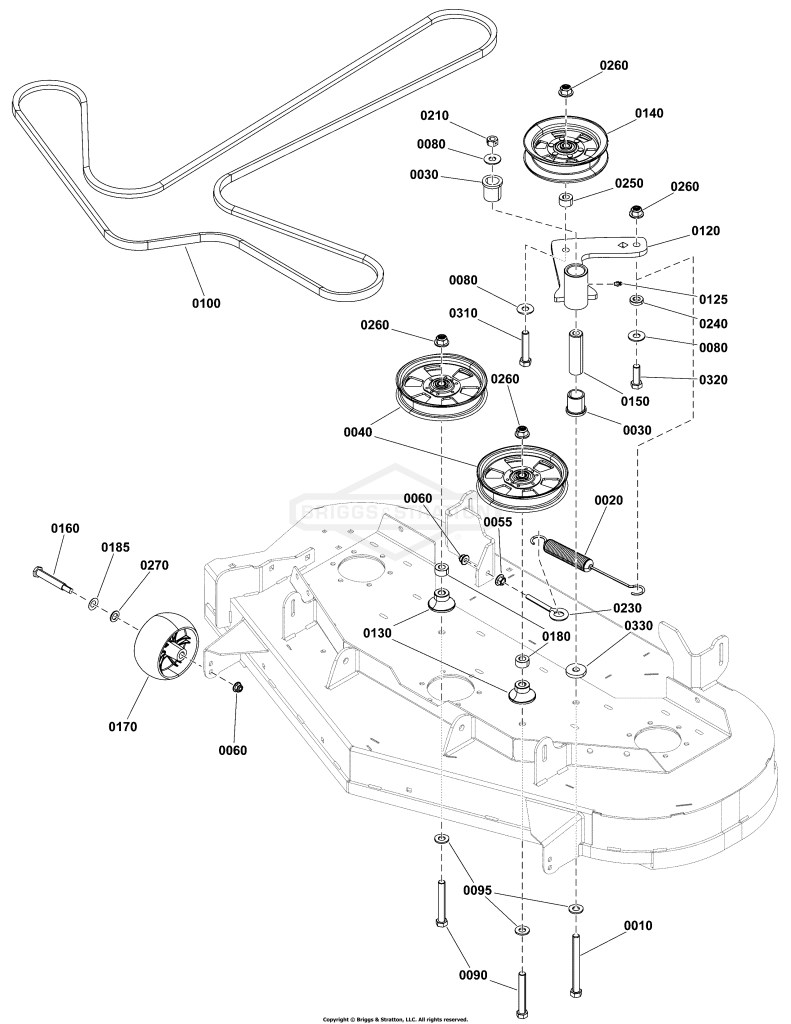 48 Mower Deck - Pulleys, Belt, and Idler Arm