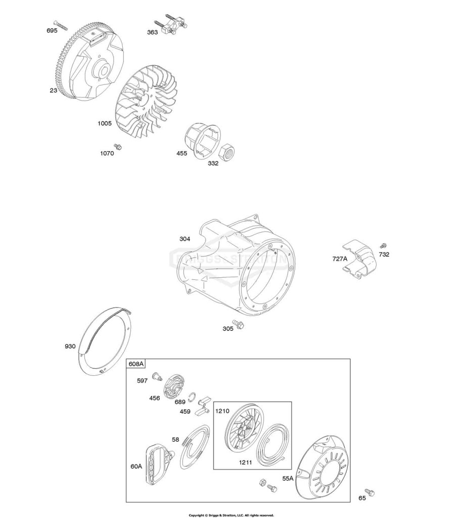Blower Housing/Shrouds, Flywheel, Rewind Starter