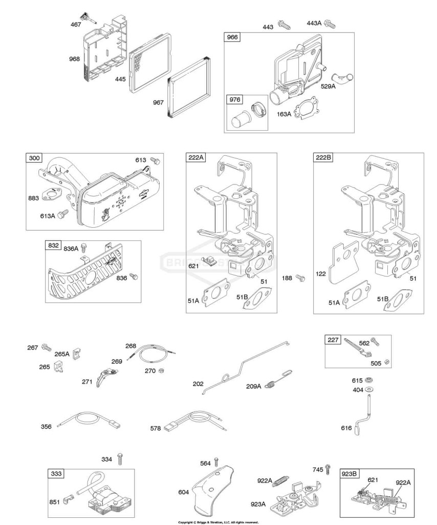 Air Cleaner, Controls, Exhaust System, Flywheel Brake, Governor Spring, Ignition