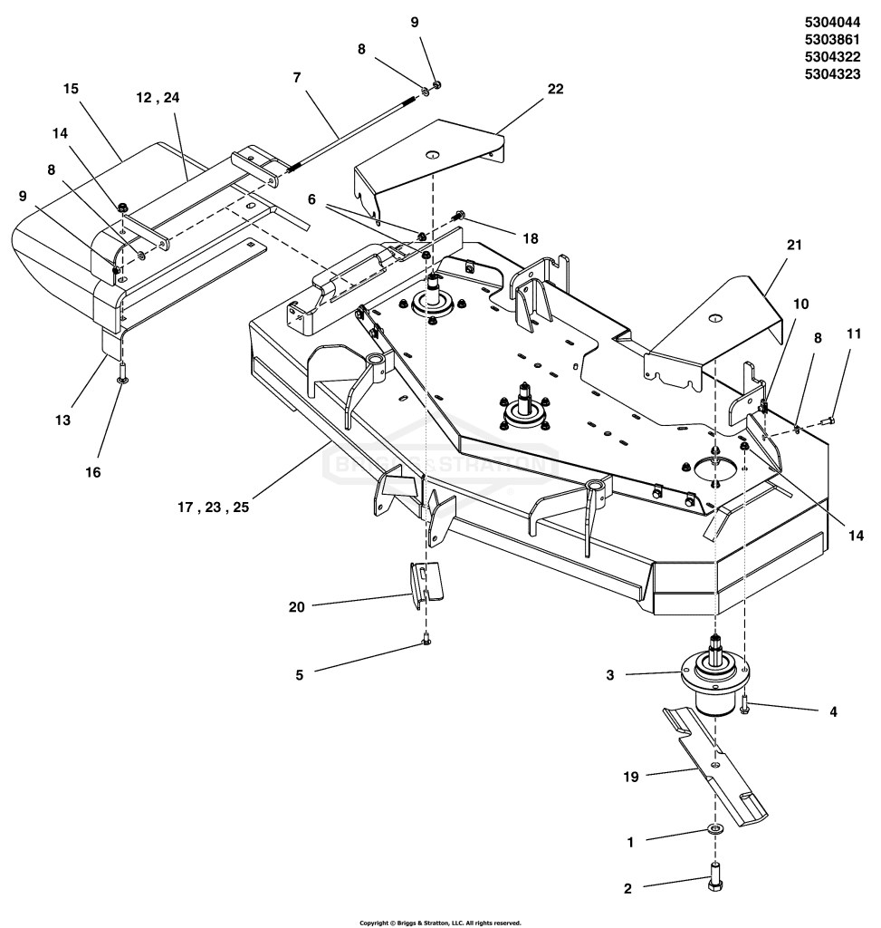 48 Mower Deck - Housing, Covers, Spindles & Blades