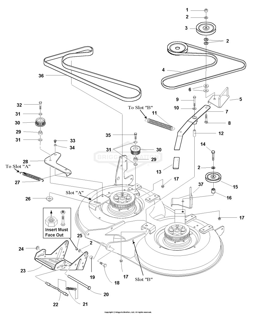 40 Mower Deck - Belt, Idler Arm & Hitch Group