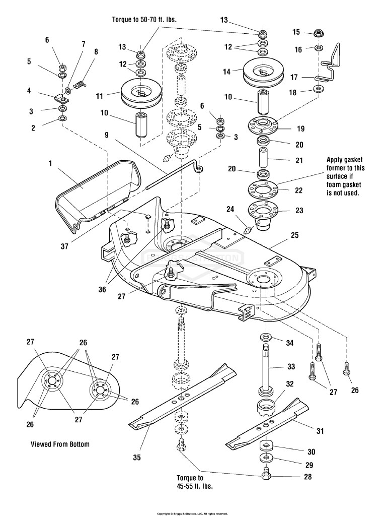 38 Mower Deck - Housing, Arbors & Blades