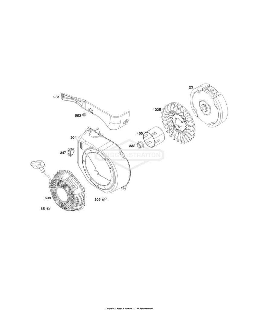 Blower Housing, Flywheel, Rewind Starter