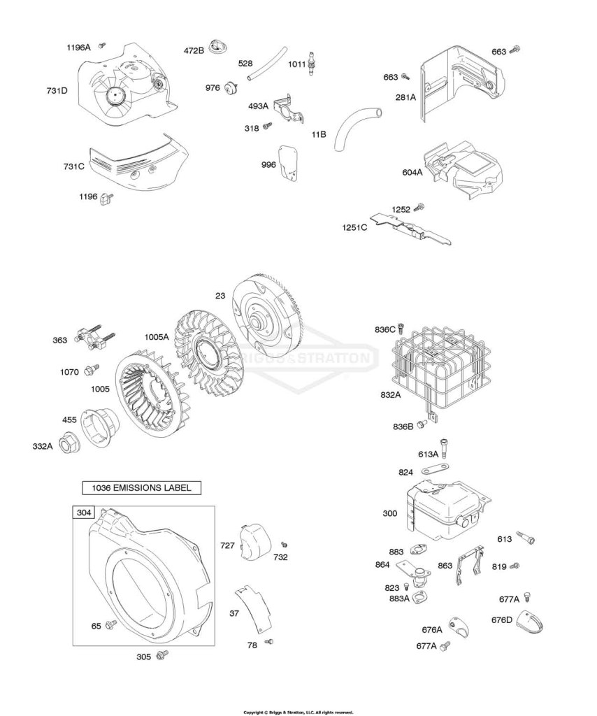 Blower Housing/Shrouds, Exhaust System, Flywheel