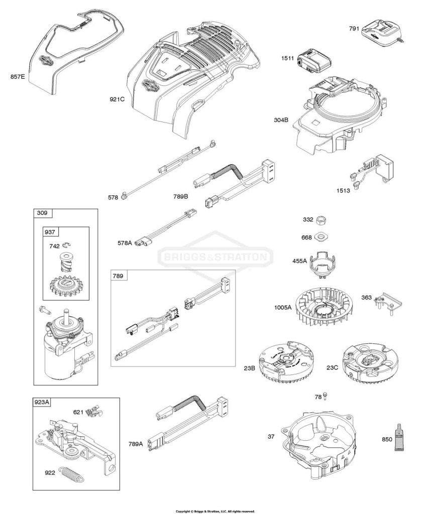Blower Housing, Controls, Electrical System, Flywheel
