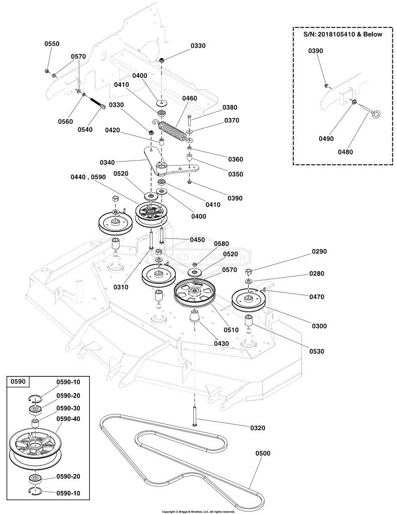 61 Mower Deck Group - Pulleys, Belt & Idler Arm