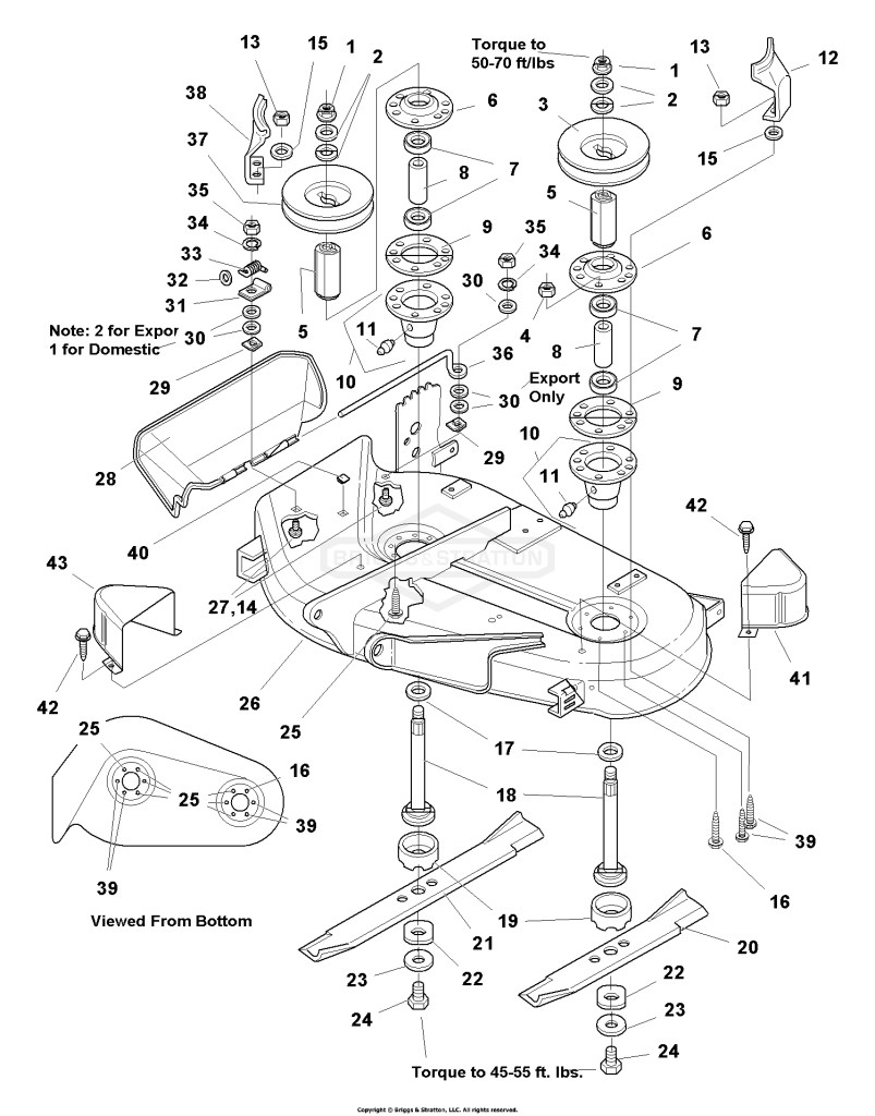38 Mower Deck - Housing, Arbors & Blades Group
