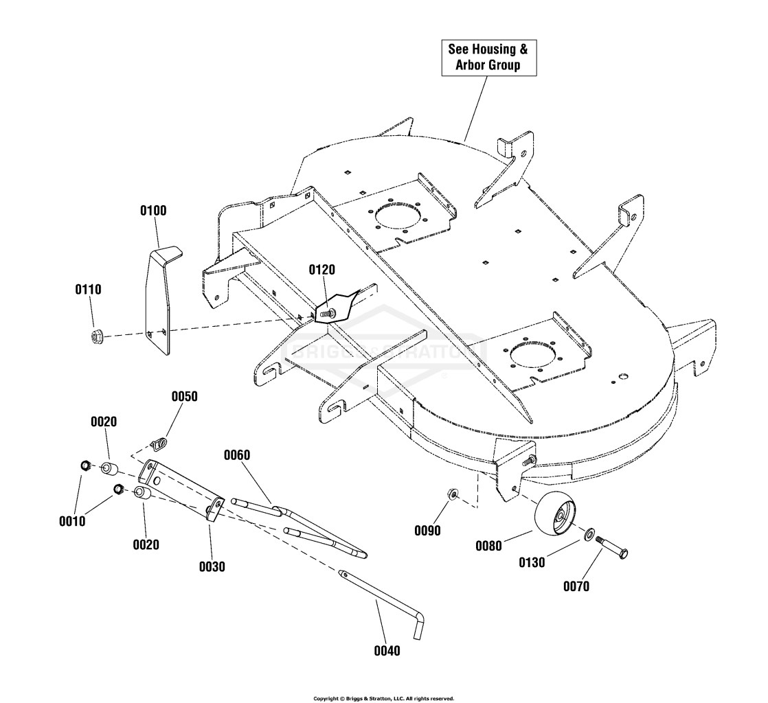 42 (107cm) Mower Deck - Height Adjustment & Roller Bar Group