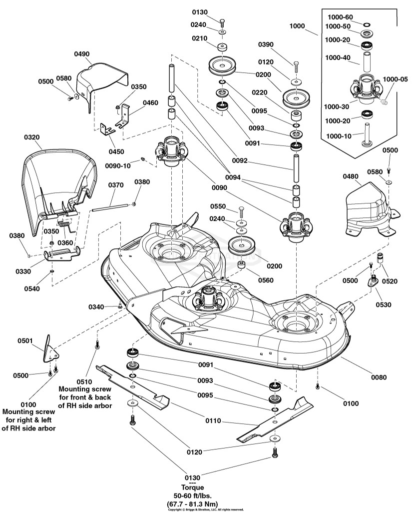 46 & 52 Mower Deck - Housing, Arbors & Blades Group