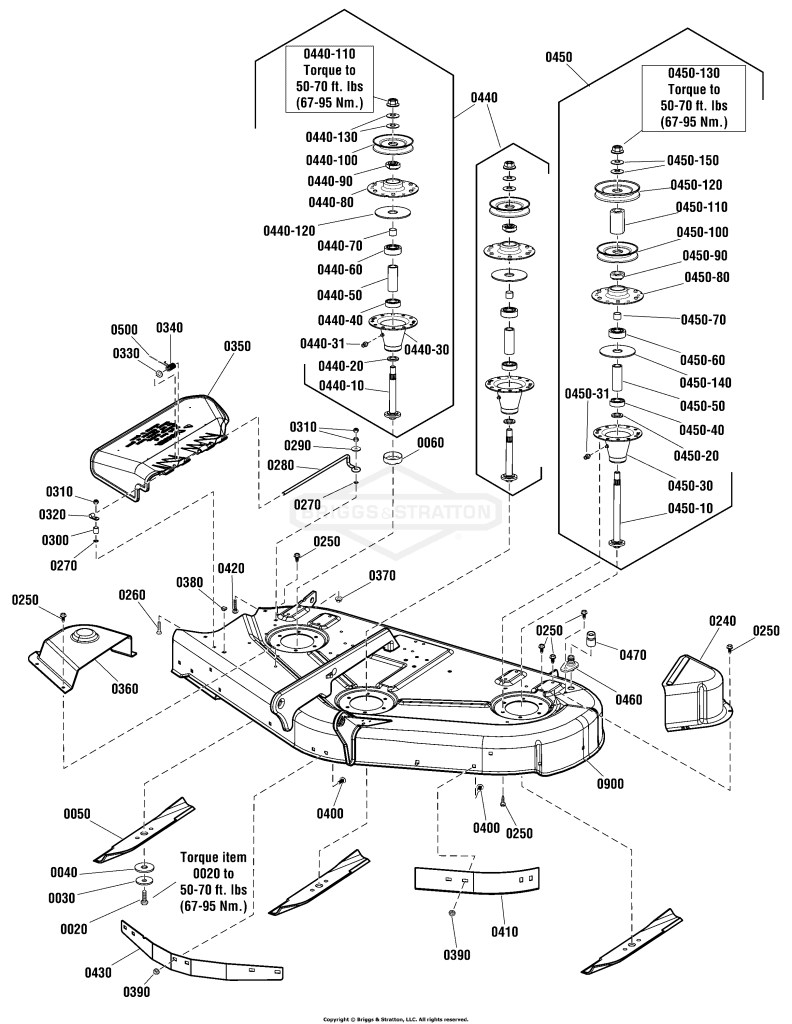 44 Mower Deck - Housing, Arbors & Blades