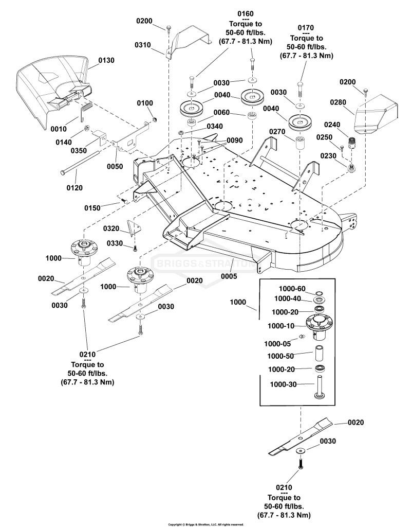 48 (122cm) Mower Deck - Housing, Arbors & Blades Group