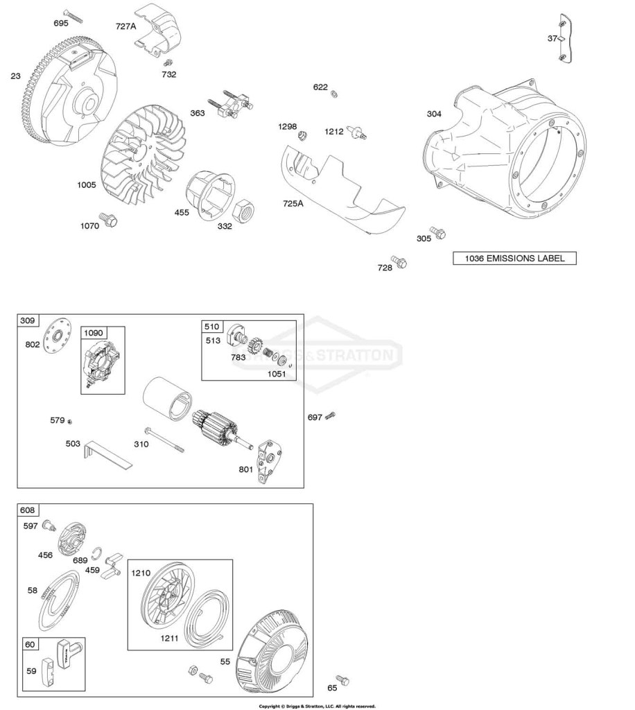Blower Housing/Shrouds, Electric Starter, Flywheel, Rewind Starter