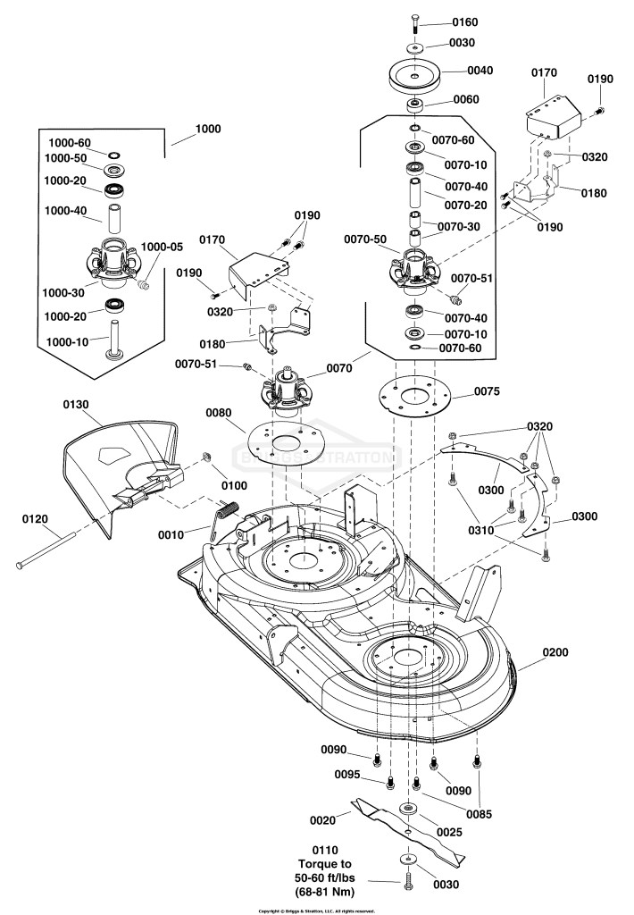 42 Mower Deck - Housing, Arbors & Blade Group