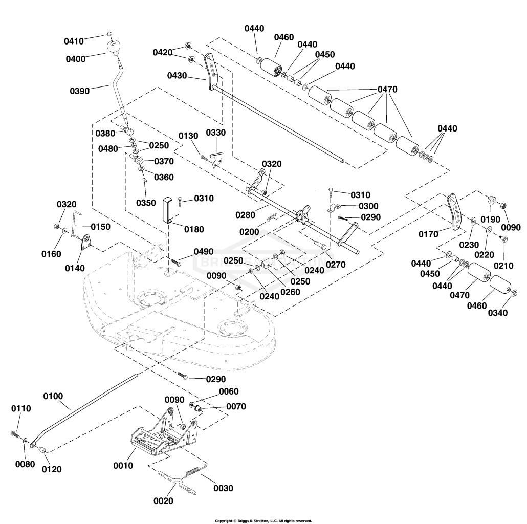 38 (96cm) Mower Deck - Height Adjustment & Roller Group