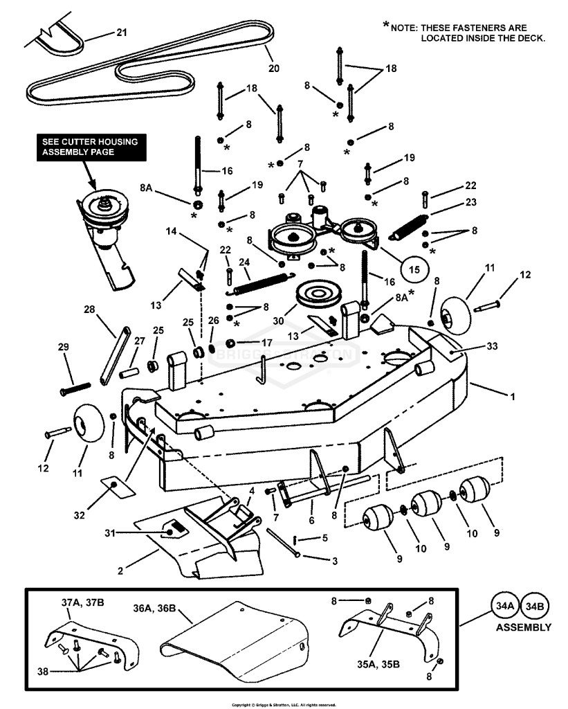 48, 52 & 61 MOWER DECK ASSY (Adj. Height) Pt.1
