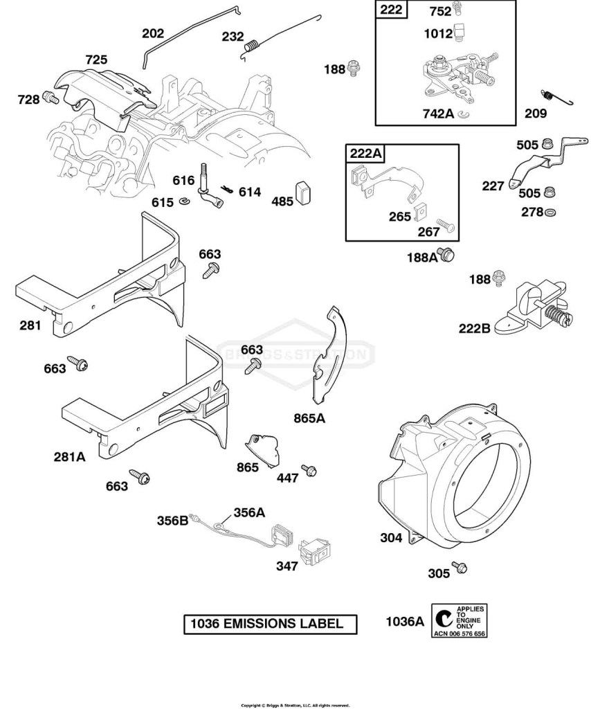 Blower Housing, Controls, Governor Spring