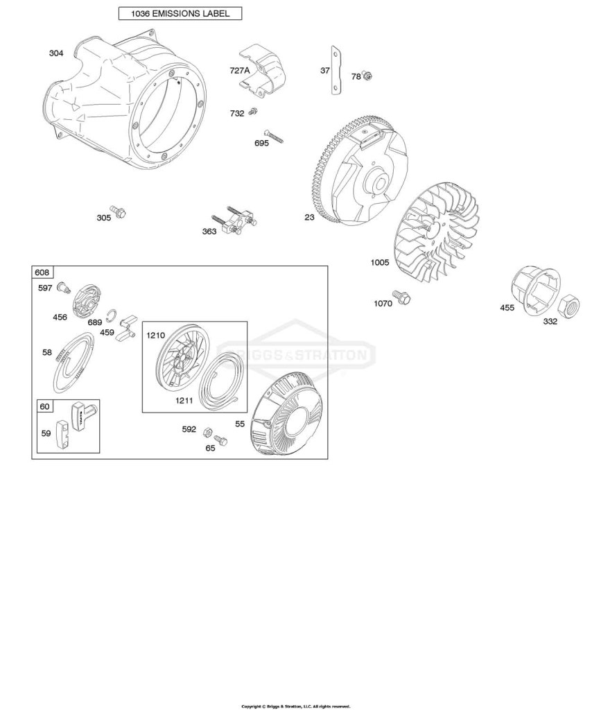 Blower Housing/Shrouds, Flywheel, Rewind Starter