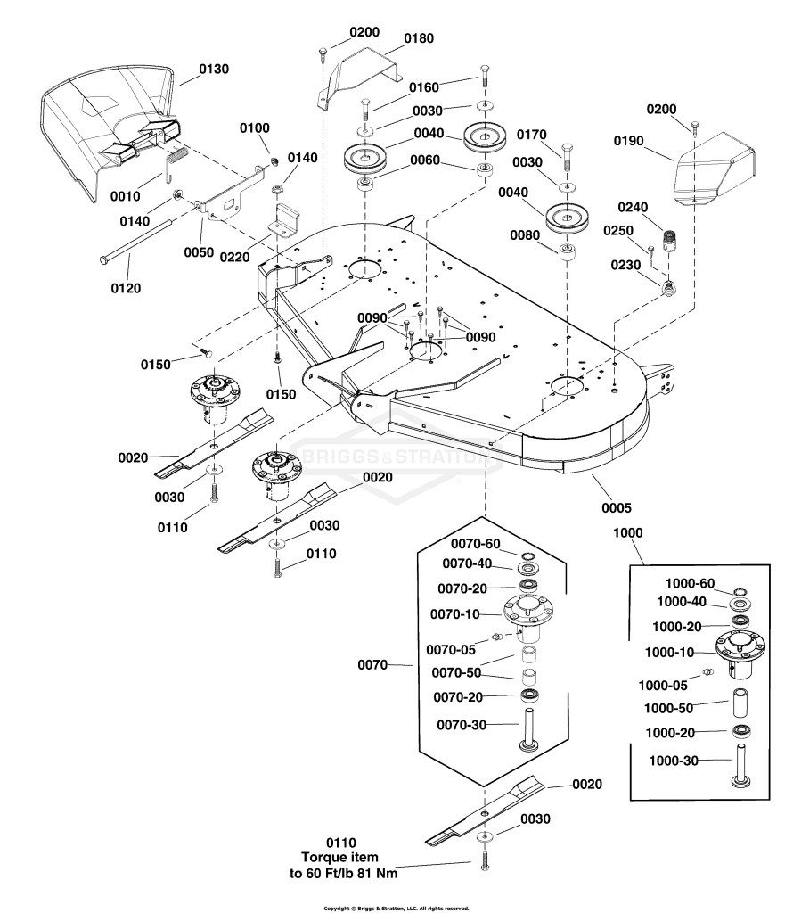 48 (122cm) Mower Deck - Housing, Arbors & Blades Group