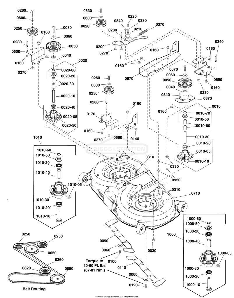 107cm Mower Deck - Housing, Arbors & Blades Group