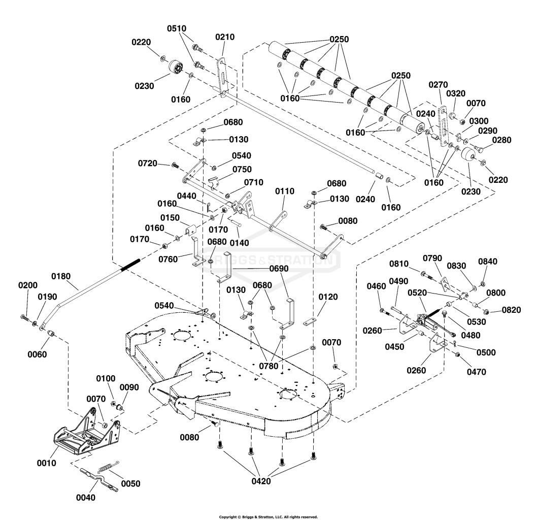 48 (122cm) Mower Deck - Height Adjustment & Roller Bar Group