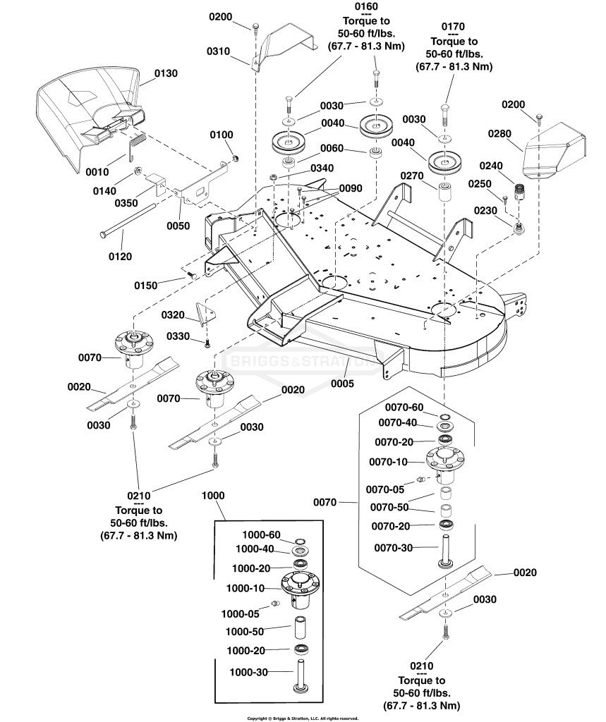 48 (122cm) Mower Deck - Housing, Arbors & Blades Group