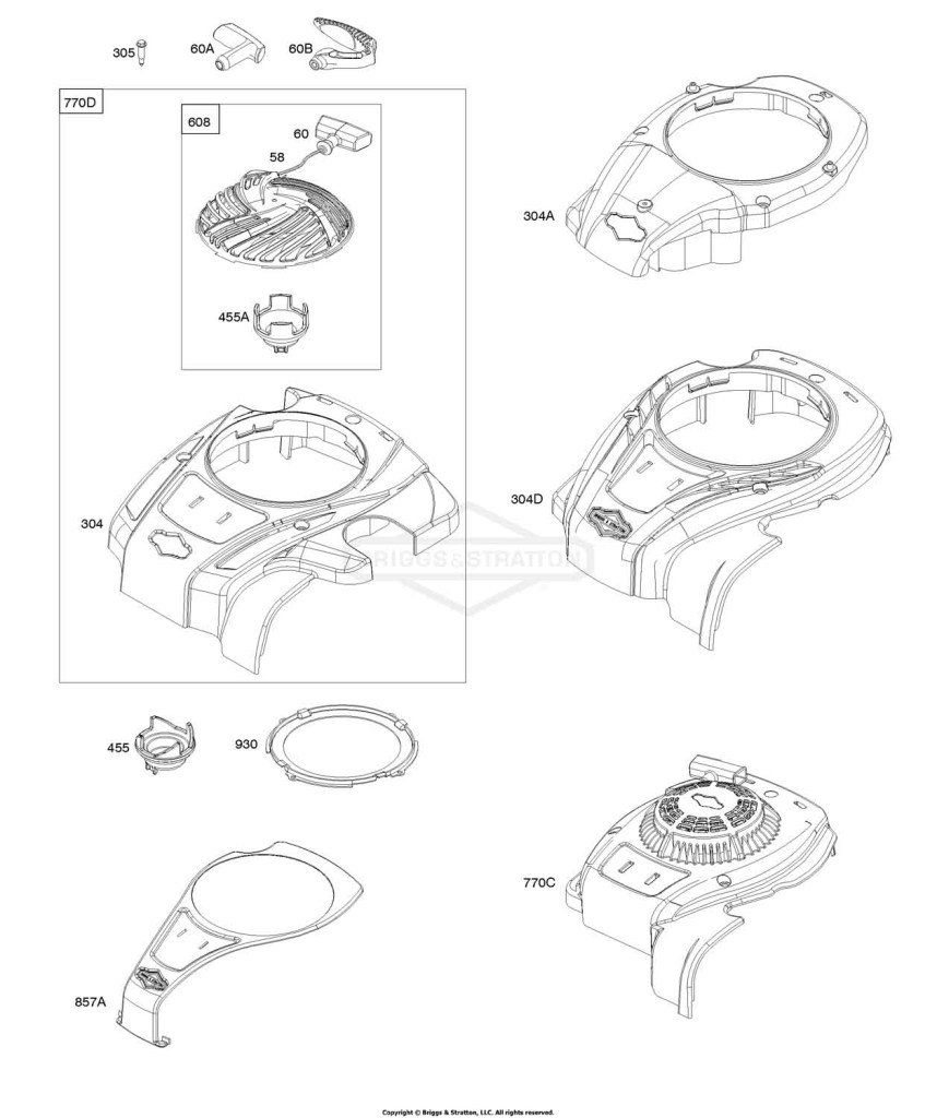 Blower Housing, Rewind Starter