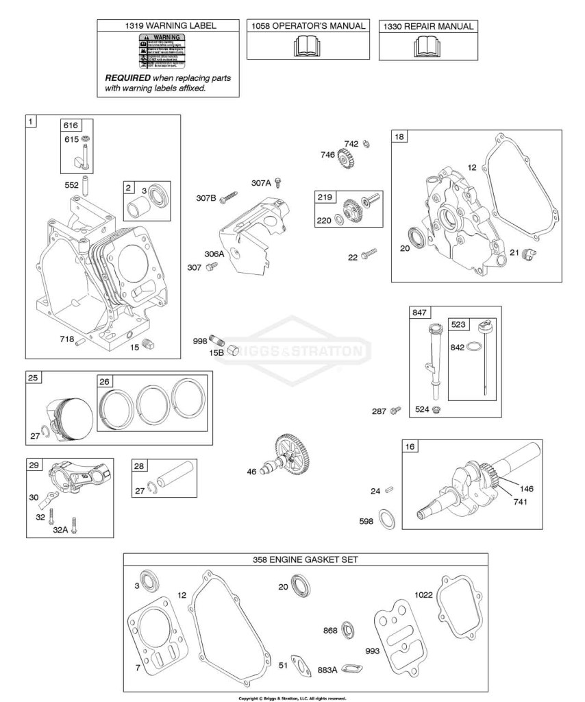 Camshaft, Crankcase Cover, Crankshaft, Cylinder, Lubrication, Piston Group