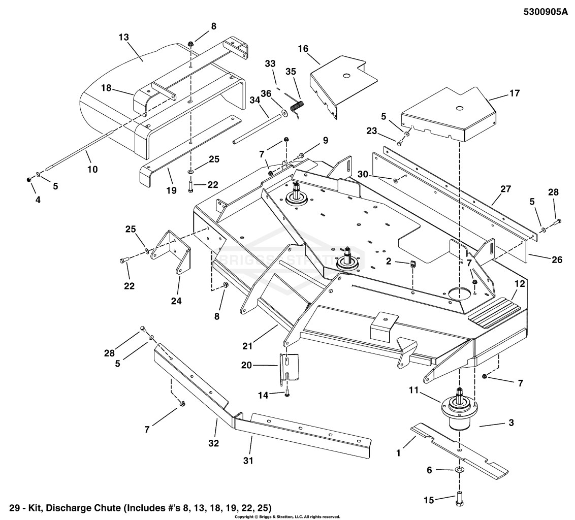 48 & 52 Mower Deck - Housing, Covers, Spindles & Blades