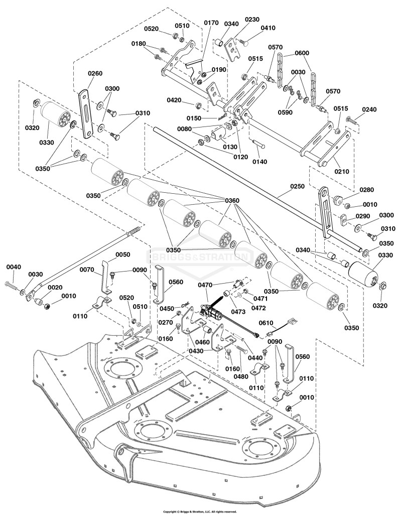 44 (112cm) Mower Deck - Height Adjust & Roller Group