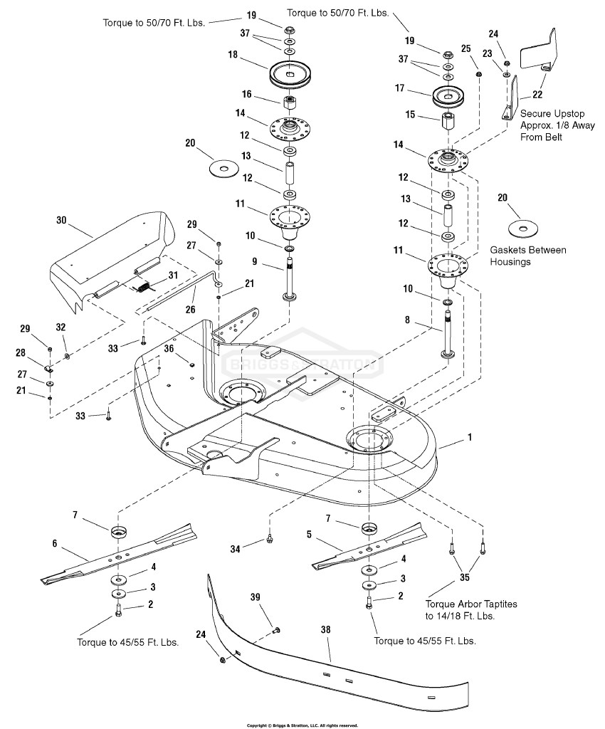 38 Mower Deck - Housing, Arbors & Blades Group
